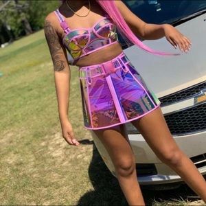 2 Peice holographic skirt and bra set